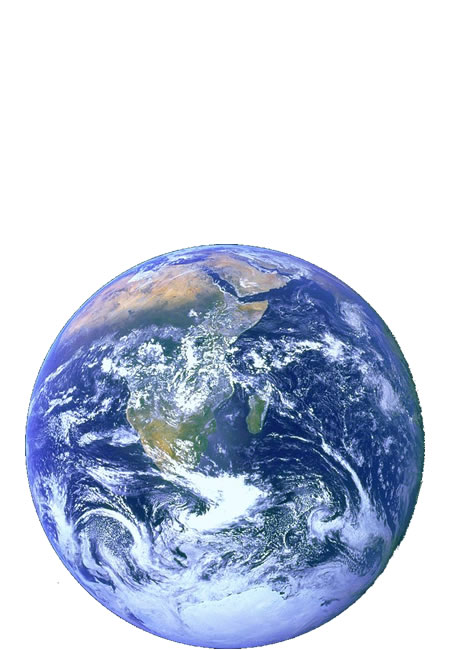 En esta imagen de nuestro planeta Tierra observamos el agua en sus tres estados: líquido, en color azul, sólido en el hielo de la Antártida y gaseoso en las nubes.